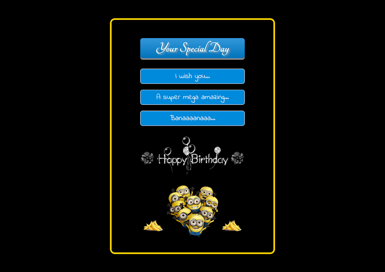 Capture d'écran du site web "Electronic Birthday Card"